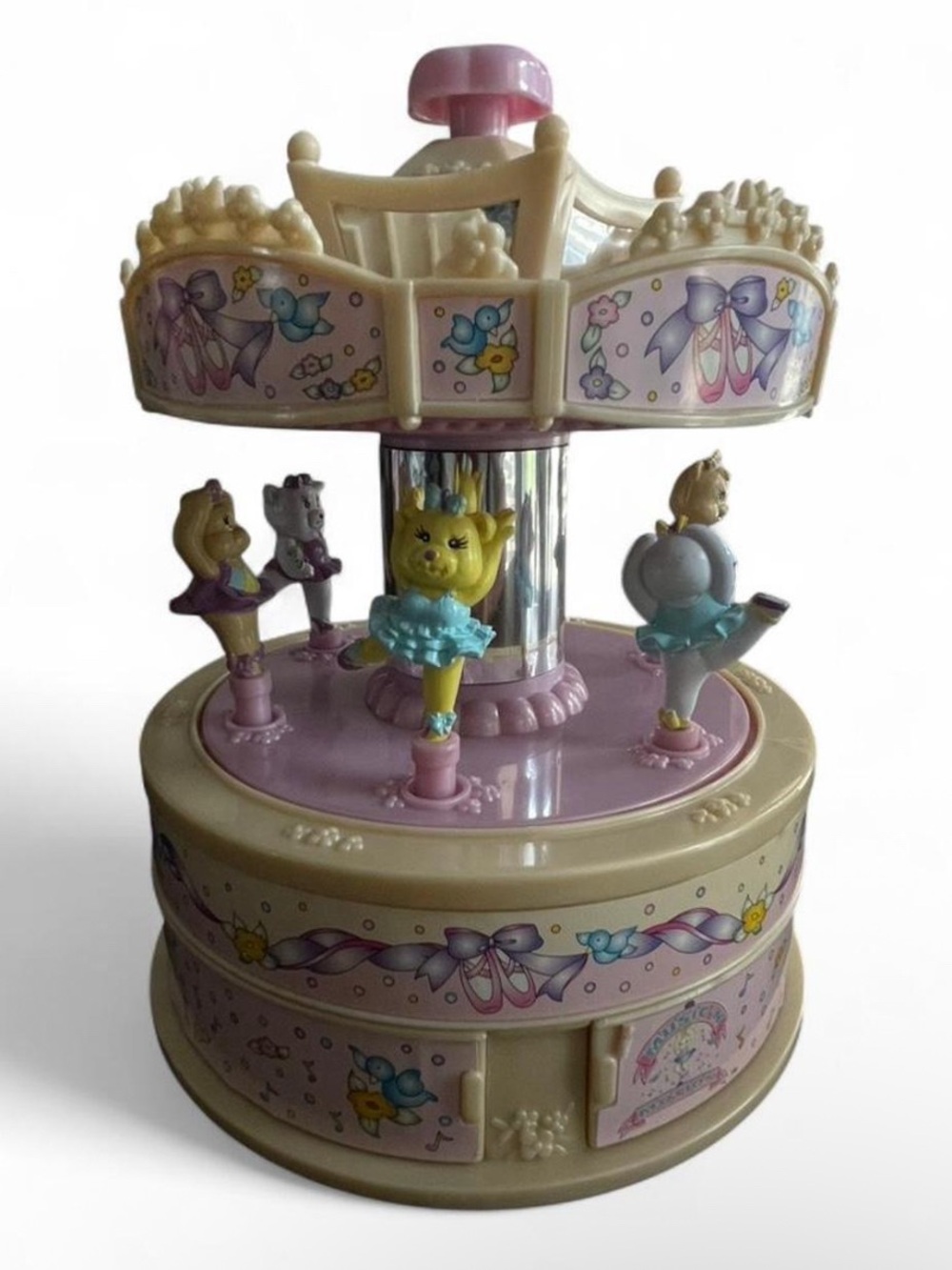 Vintage Pink and Cream Musical Carousel Kids Toy - Ballet Animal Figures